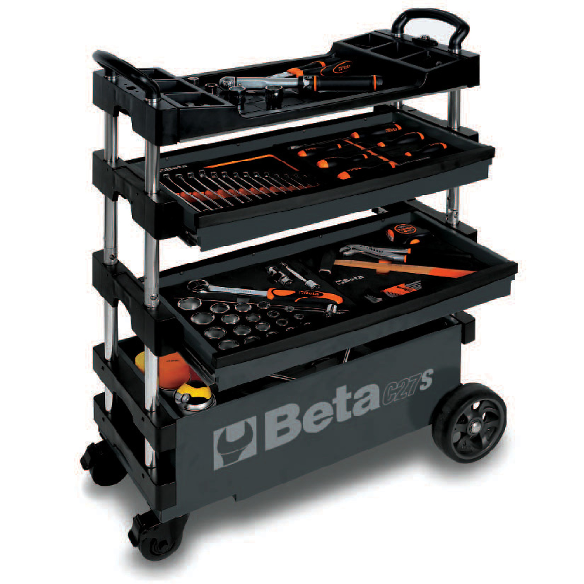 Beta, Collapsible Tool Cart w/Sliding Tool Trays, Width 26.86 in, Height 39.06 in, Model# C27S-N